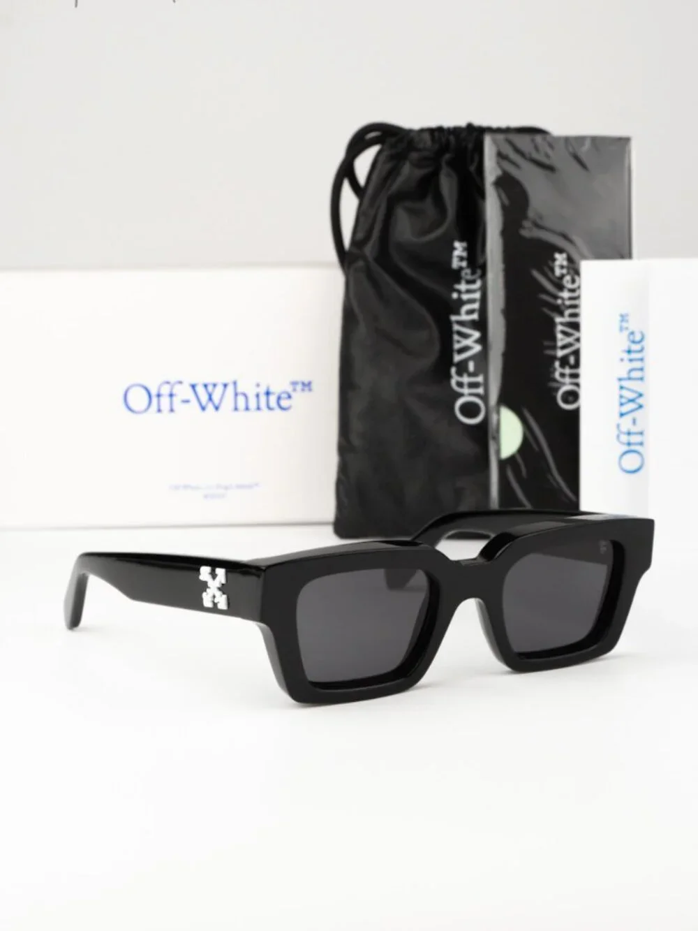 Off-White VIRGIL Men Sunglasses Black Grey Square OERI008 1007 NEW AUTHENTIC